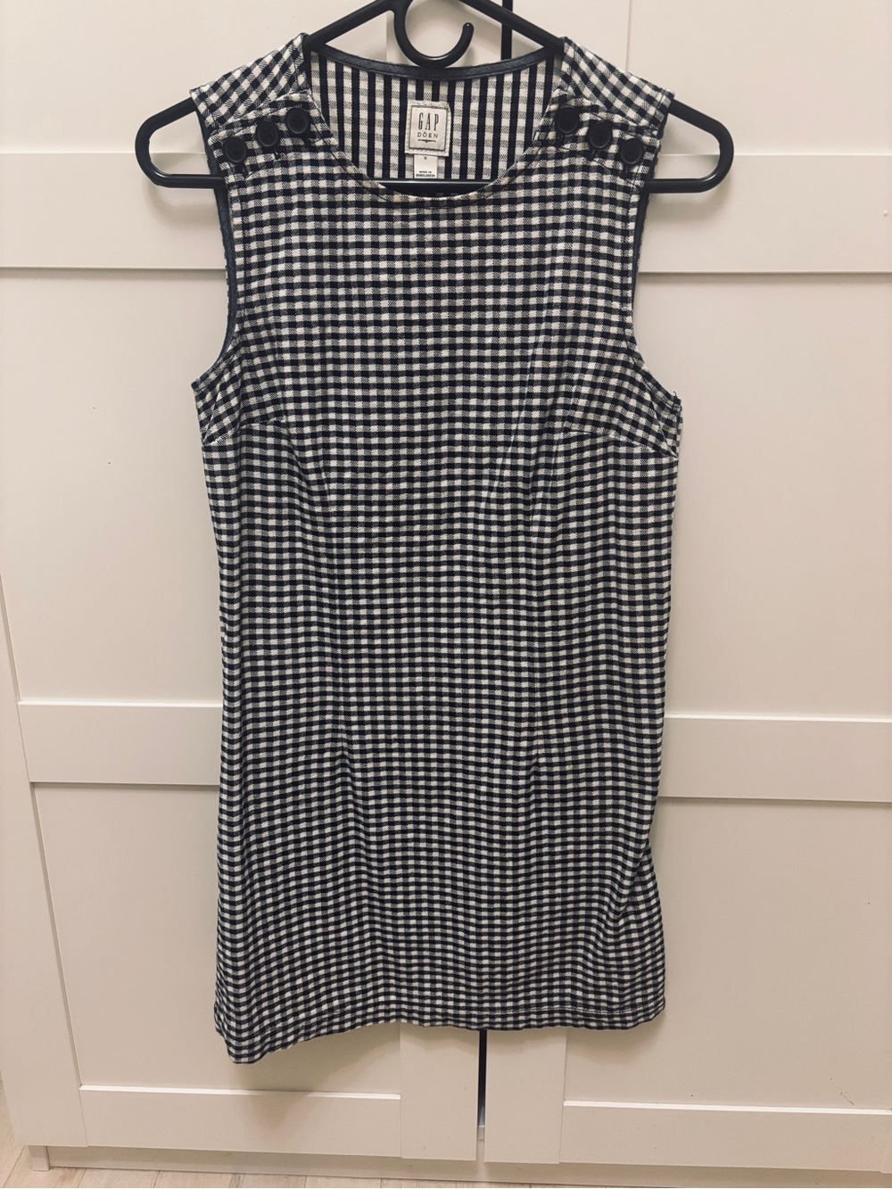 Doen x GAP Black & White Gingham Denim Sleeveless Shift Dress
